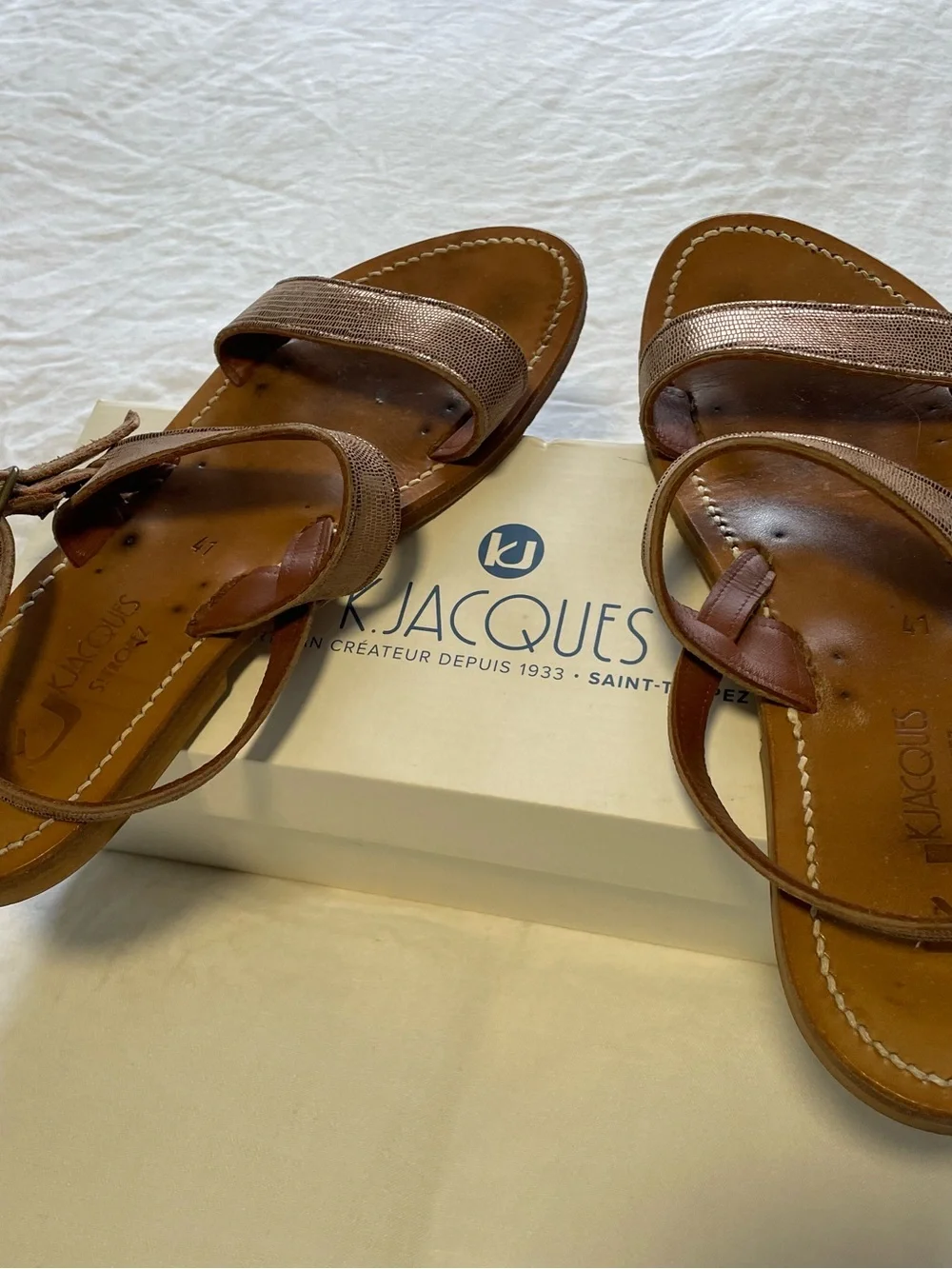 K.Jacques Saint-Tropez Disco Bronze Sandals EU 41